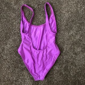 neon purple bathing suit
